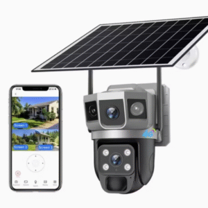 v380 dual lens, triple screen, solar powered surveillance camera 4g/wi fi